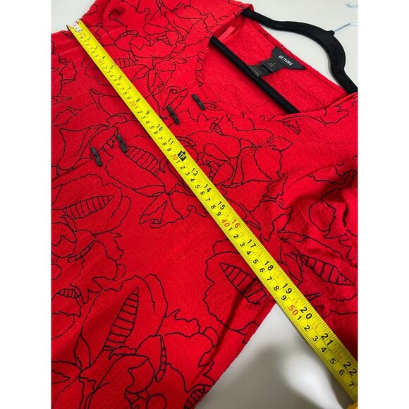 Ali Miles Red Floral Asymmetrical Tunic Top size Small Lagenlook Boho - Picture 6 of 16